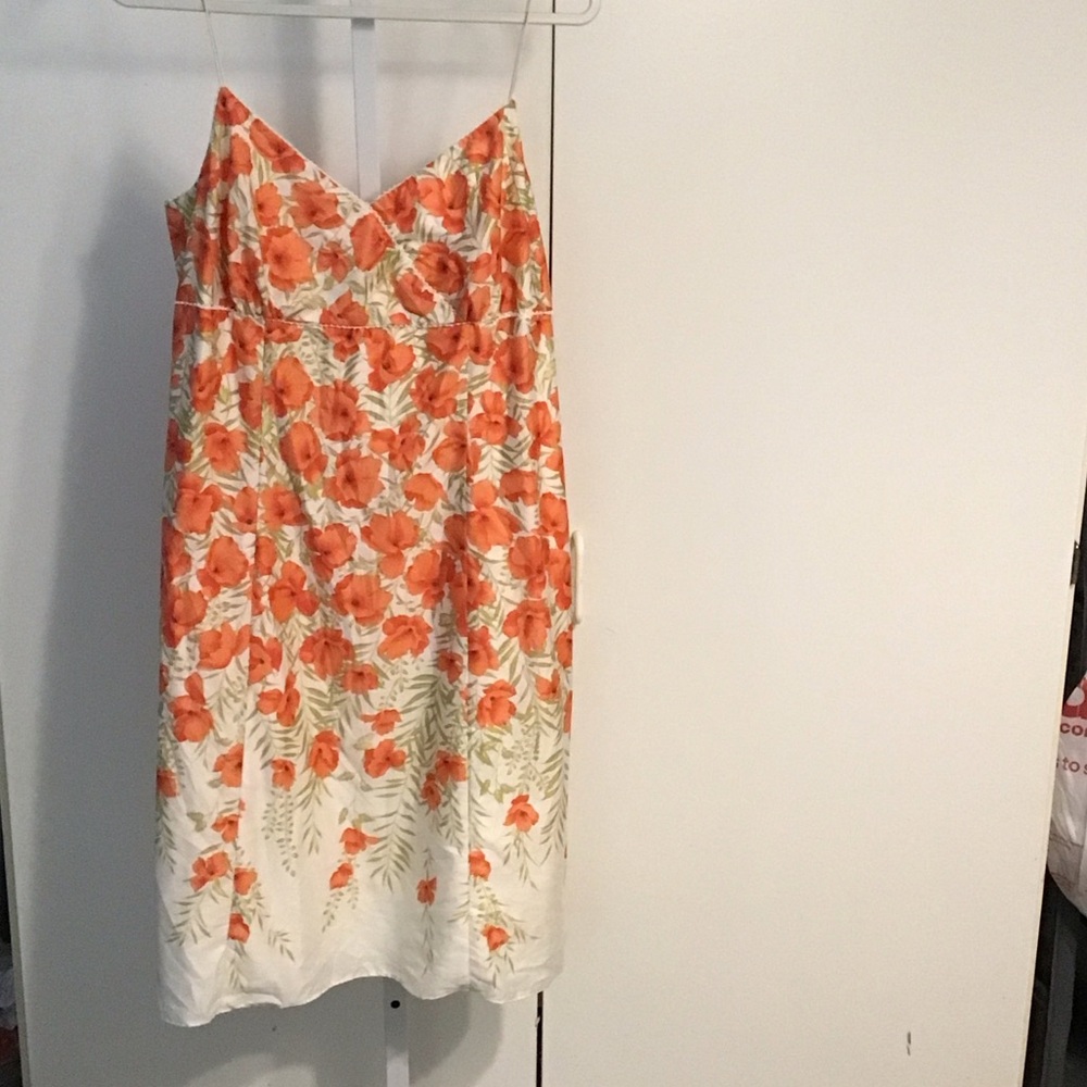 Ann Taylor Sundress with thin straps in Orange Floral